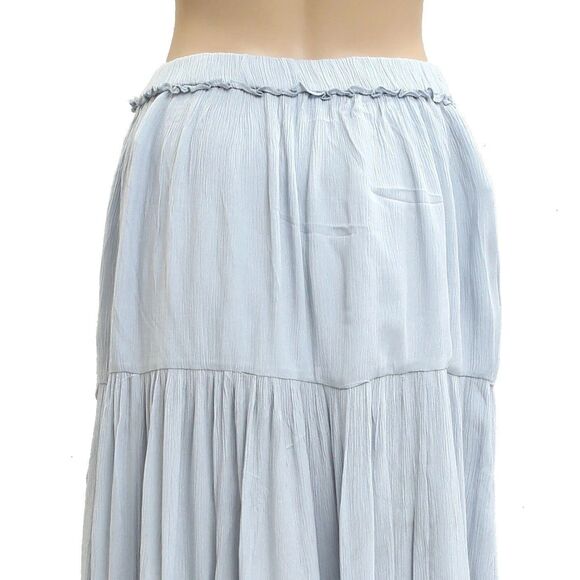 Free People Free-est Vienna Midi Skirt Tiered Asymmetrical Ruffle Blue M 283462 - Picture 6 of 8